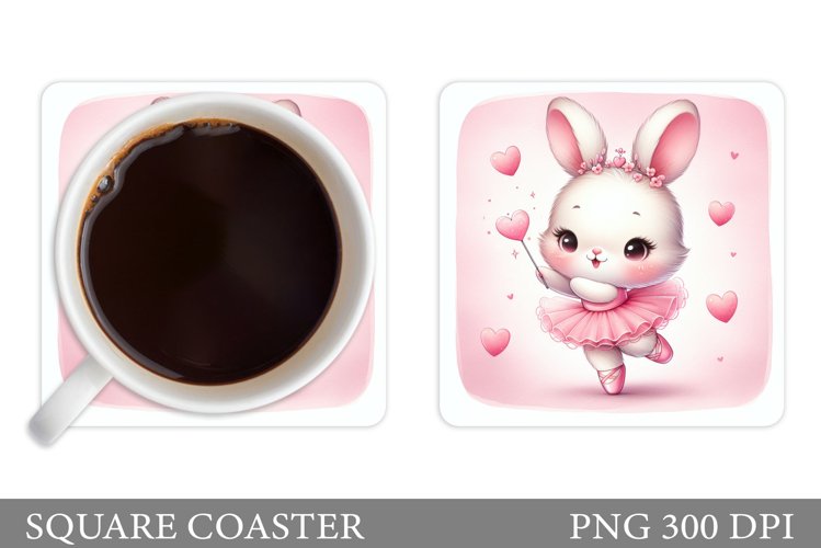 Cute Bunny Coaster Design. Cute Bunny Coaster Sublimation example image 1