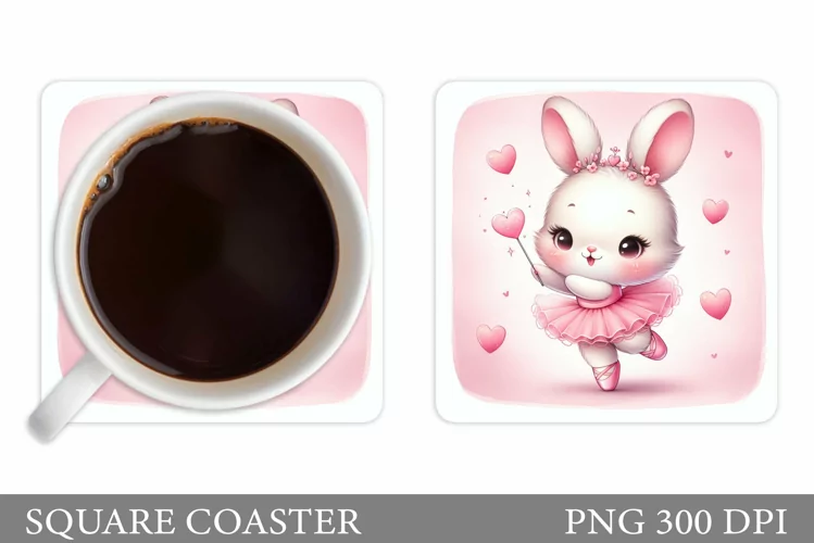 Cute Bunny Coaster Design. Cute Bunny Coaster Sublimation