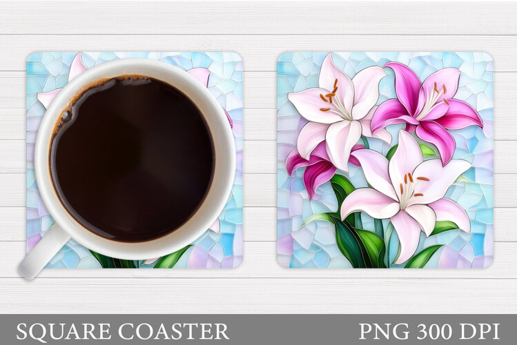 Flowers Coaster Sublimation. Floral Coaster Design example image 1