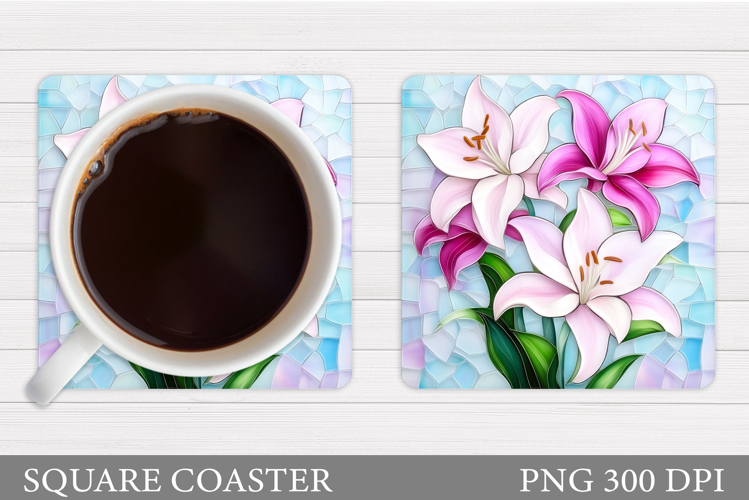 Flowers Coaster Sublimation. Floral Coaster Design