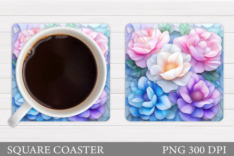 Floral Coaster Design. Flowers Coaster Sublimation