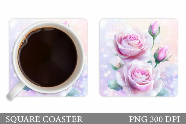 Roses Coaster Sublimation. Flowers Coaster Design