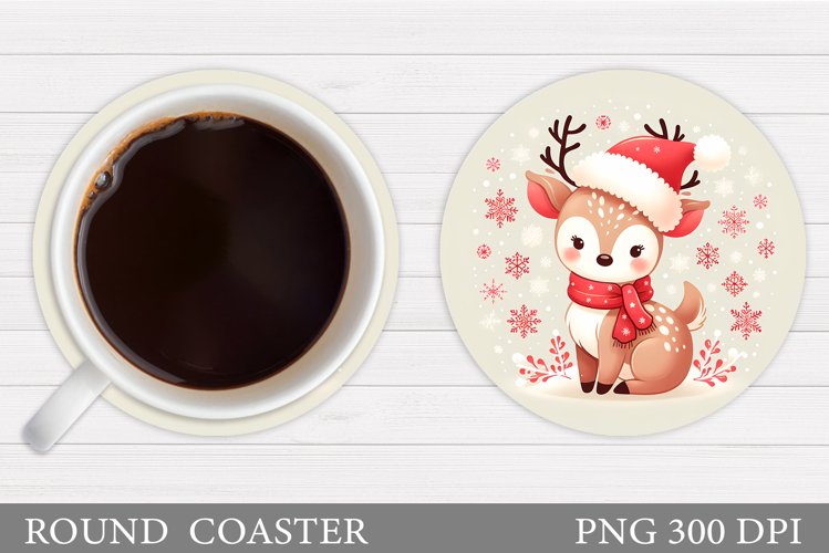 Christmas Deer Coaster Design. Christmas Coaster Sublimation example image 1