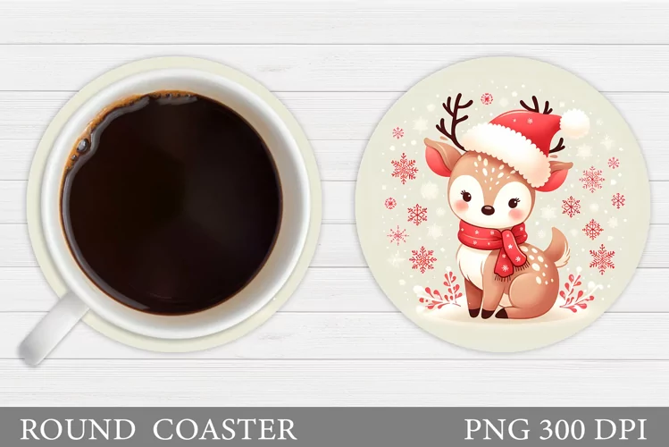 Christmas Deer Coaster Design. Christmas Coaster Sublimation