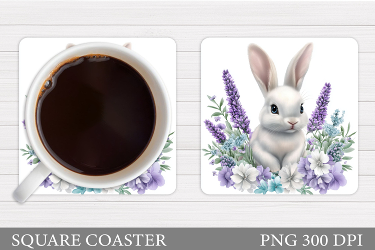 Cute Bunny Coaster Design. Cute Bunny Sublimation