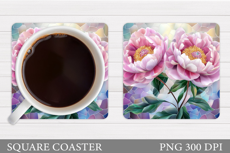 Peony Coaster Sublimation. Flowers Coaster Design