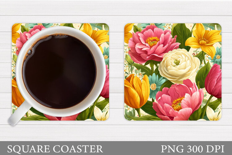 Floral Coaster Design. Flowers Coaster Sublimation example image 1
