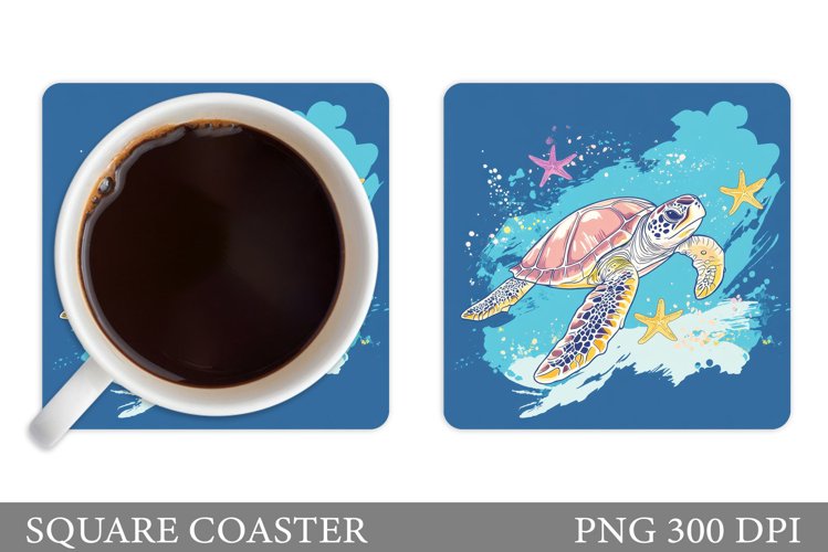 Sea Turtle Coaster Design. Turtle Coaster Sublimation example image 1
