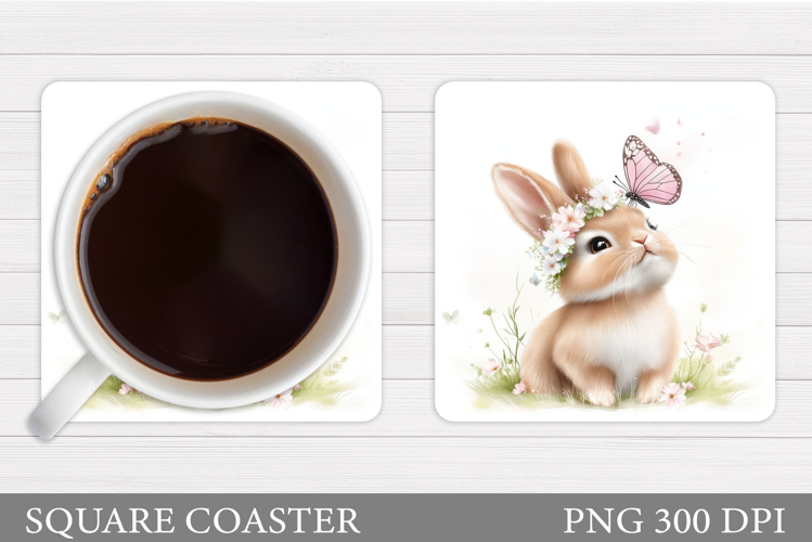 Cute Bunny Coaster Design. Cute Bunny Sublimation