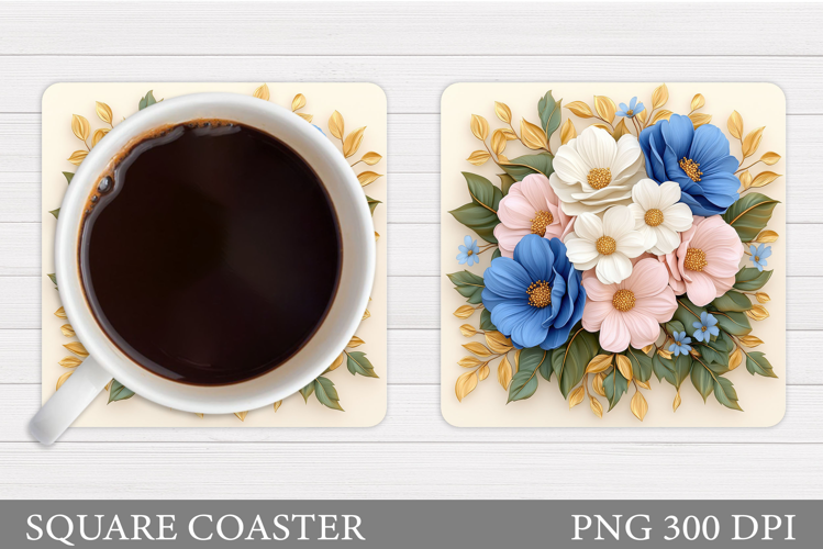 Flowers Round Coaster Sublimation. Flowers Coaster Design