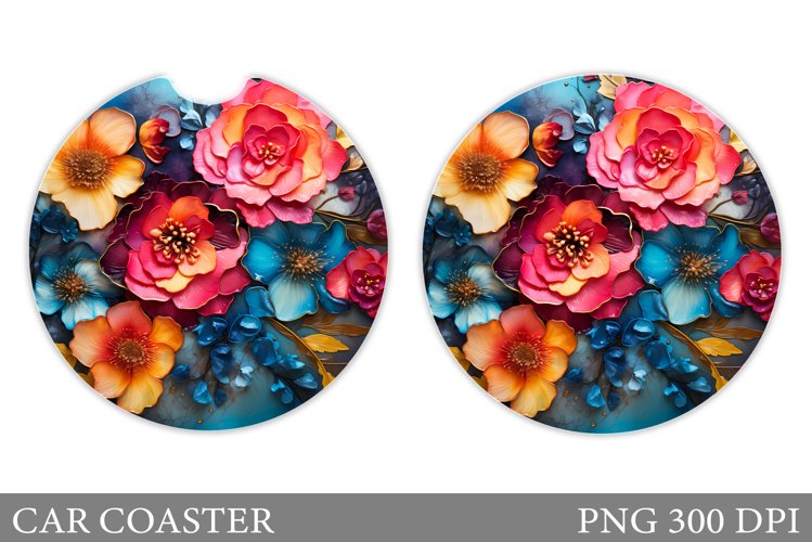 Floral Coaster Design. Flowers Car Coaster Sublimation