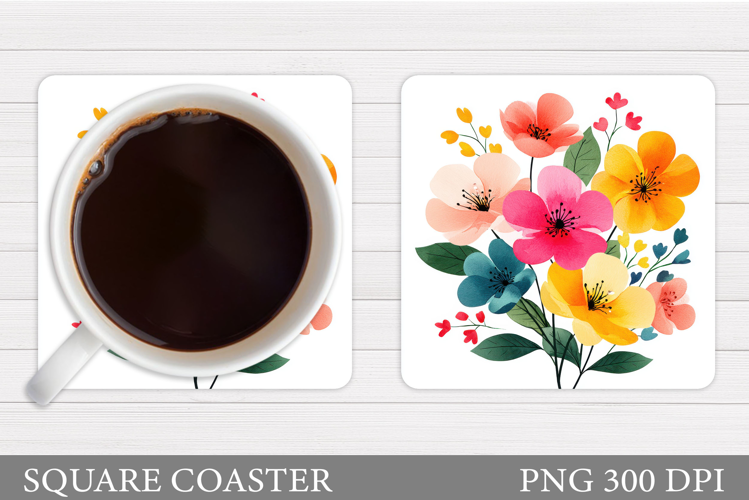 Wildflowers Coaster Design. Flowers Coaster Sublimation