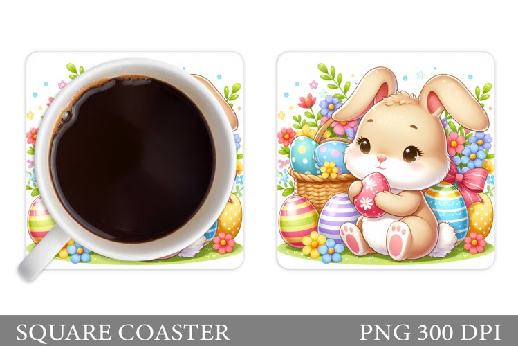Easter Bunny Coaster. Easter Square Coaster Sublimation