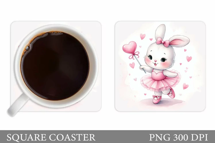 Cute Bunny Coaster Design. Cute Bunny Coaster Sublimation