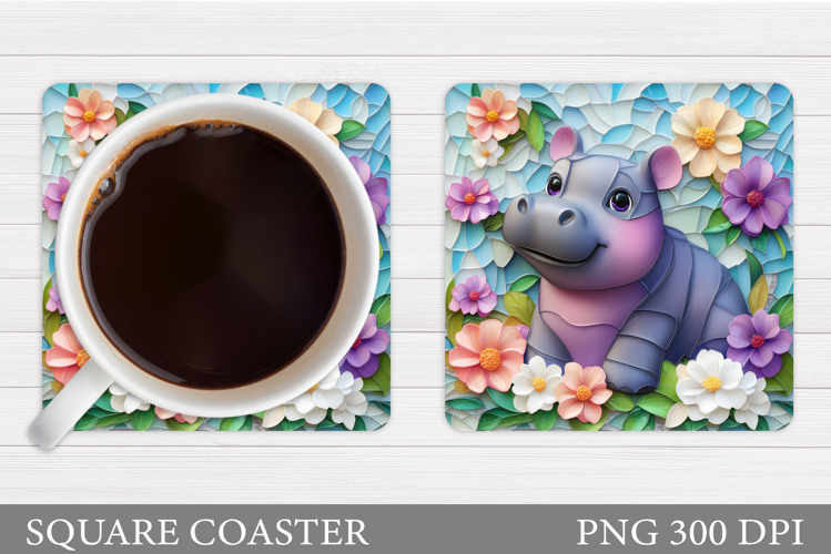 Hippopotamus Coaster Design. Hippopotamus Sublimation