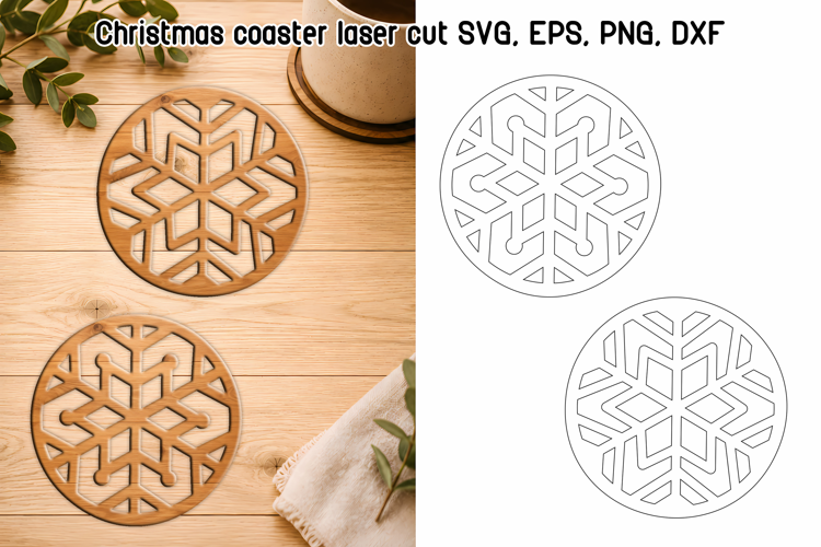 Christmas Coaster Laser Cut SVG | Snowflake Laser Cut Files