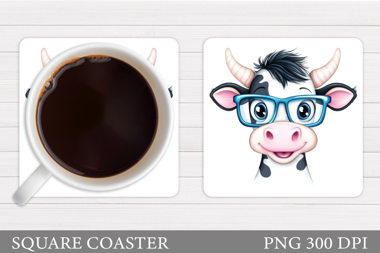 Cute Cow Coaster Design. Cute Cow Sublimation