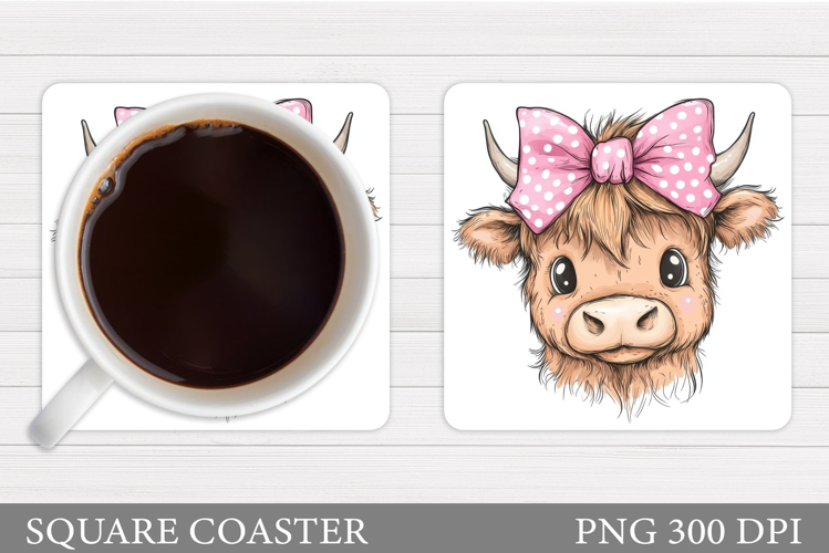 Cute Cow Coaster Design. Cute Cow Sublimation