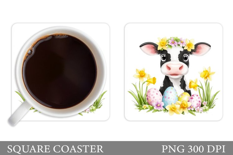 Easter Cow Coaster Design. Easter Coaster Sublimation example image 1