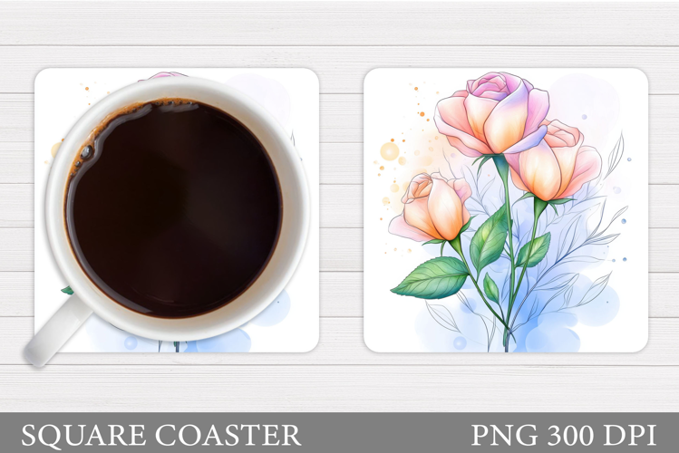 Roses Coaster Sublimation. Flowers Coaster Design