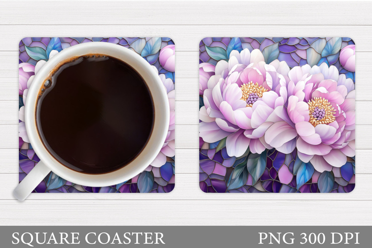 Peony Coaster Sublimation. Flowers Coaster Design