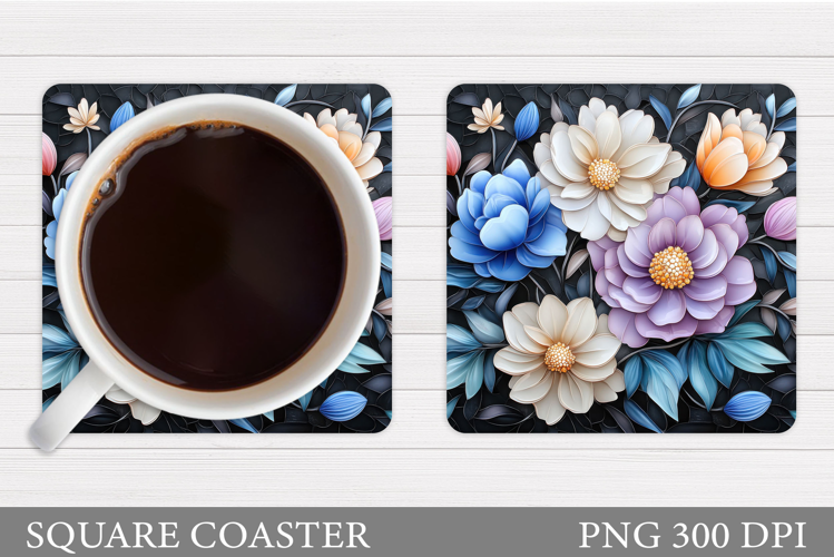 Floral Coaster Design. Flowers Coaster Sublimation