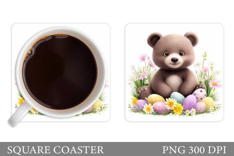 Easter Bear Coaster Sublimation. Easter Coaster Design example image 1