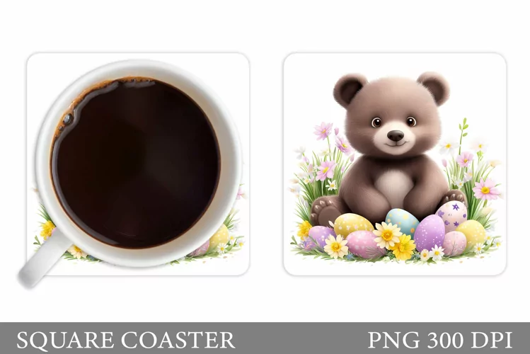 Easter Bear Coaster Sublimation. Easter Coaster Design