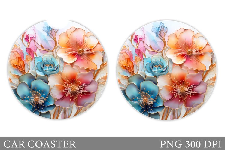 Flowers Car Coaster Design. Flowers Car Coaster Sublimation