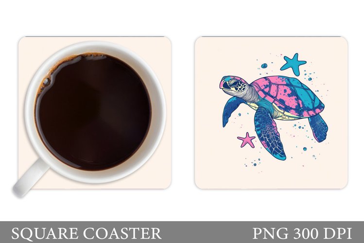 Sea Turtle Coaster Design. Turtle Coaster Sublimation example image 1