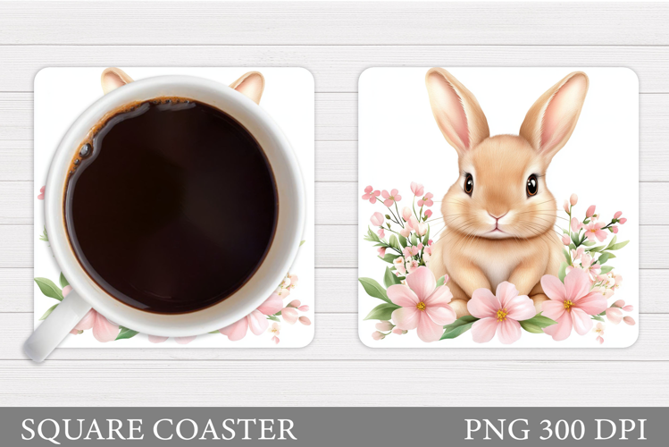 Cute Bunny Coaster Design. Cute Bunny Sublimation