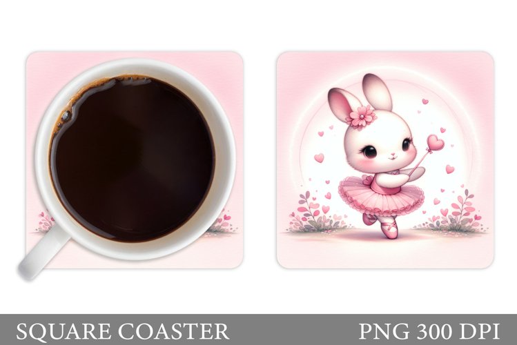 Cute Bunny Coaster Design. Cute Bunny Coaster Sublimation example image 1