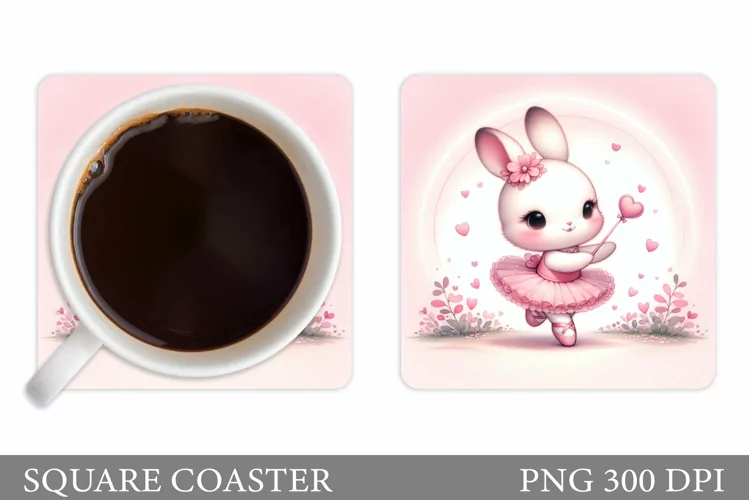 Cute Bunny Coaster Design. Cute Bunny Coaster Sublimation