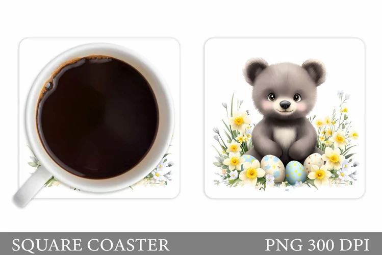 Easter Bear Coaster Sublimation. Easter Coaster Design