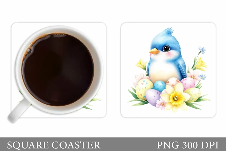 Easter Bird Coaster Design. Easter Coaster Sublimation