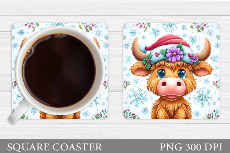 Christmas Cow Coaster. Christmas Coaster Sublimation