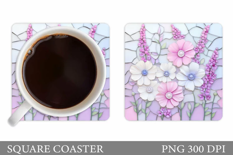 Wildflowers Coaster Design. Flowers Coaster Sublimation