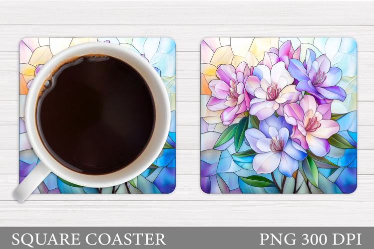 Flowers Coaster Sublimation. Floral Coaster Design
