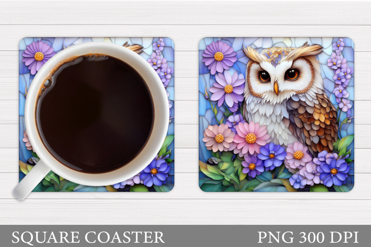 Owl Coaster Design. Owl Flowers Coaster Sublimation