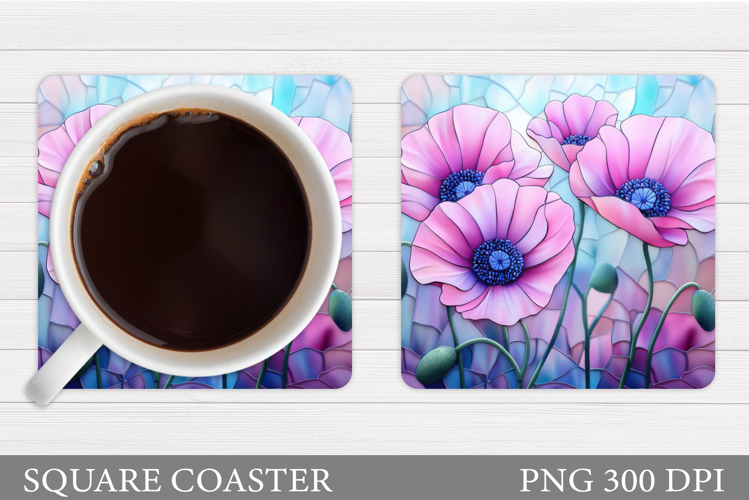 Flowers Square Coaster Sublimation. Flowers Coaster Design