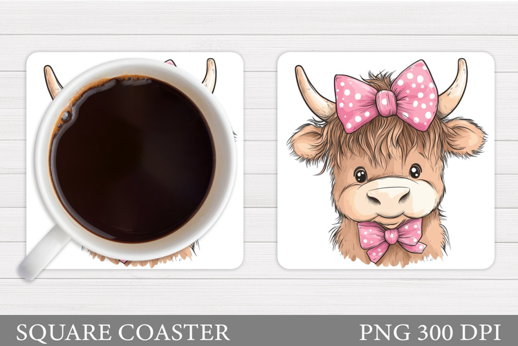 Cute Cow Coaster Design. Cute Cow Sublimation