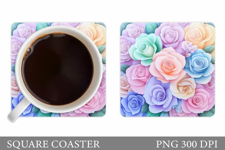 Roses Coaster Sublimation. Flowers Coaster Design