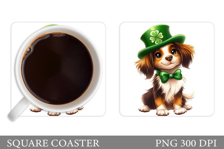 St Patrick Dog Coaster. St Patrick Coaster Sublimation example image 1