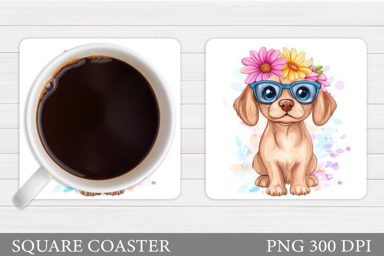 Cute Dog Coaster Sublimation. Cute Dog Sublimation