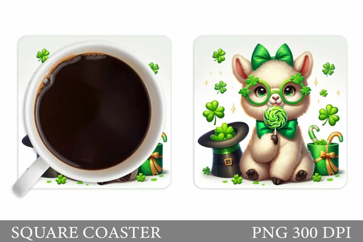 St Patrick Lama Coaster. St Patrick Coaster Sublimation