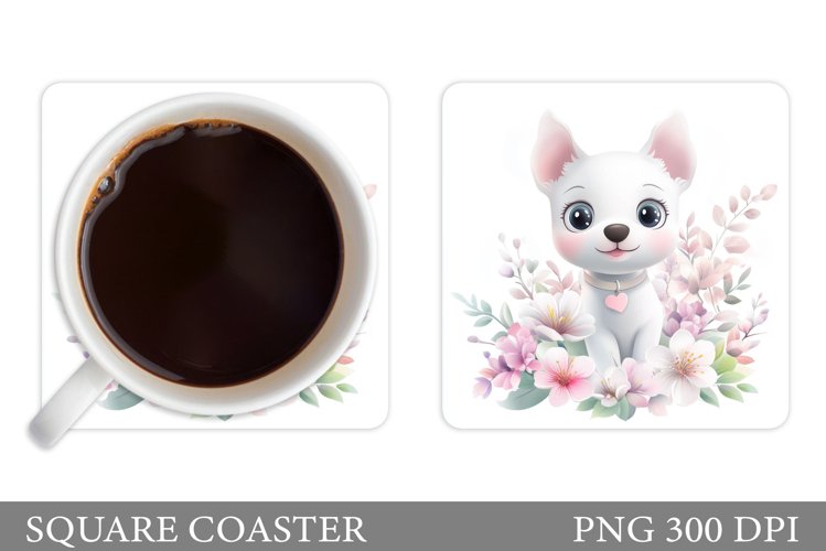 Cute Dog Coaster Sublimation. Cute Dog Sublimation example image 1