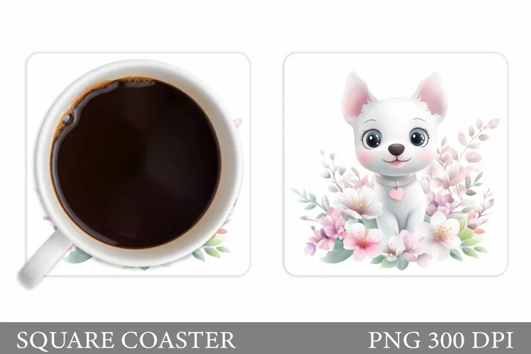 Cute Dog Coaster Sublimation. Cute Dog Sublimation