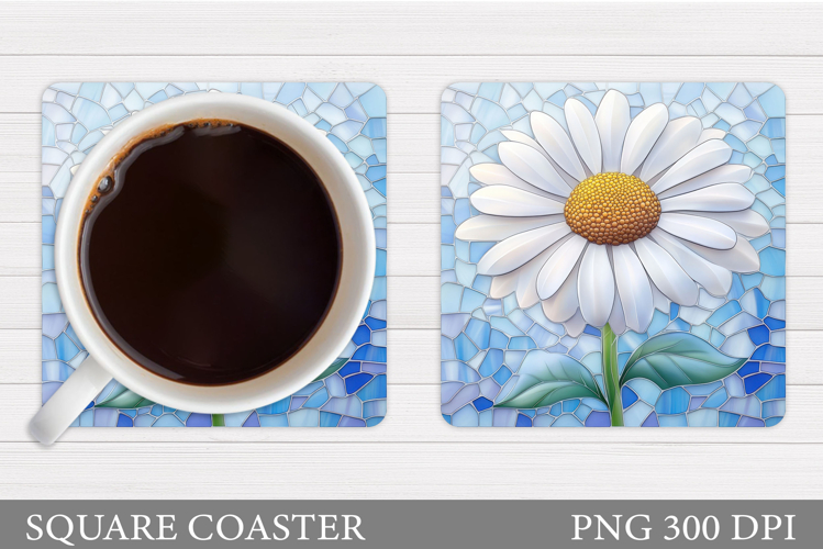 Daisy Flowers Coaster Design. Floral Coaster Sublimation example image 1