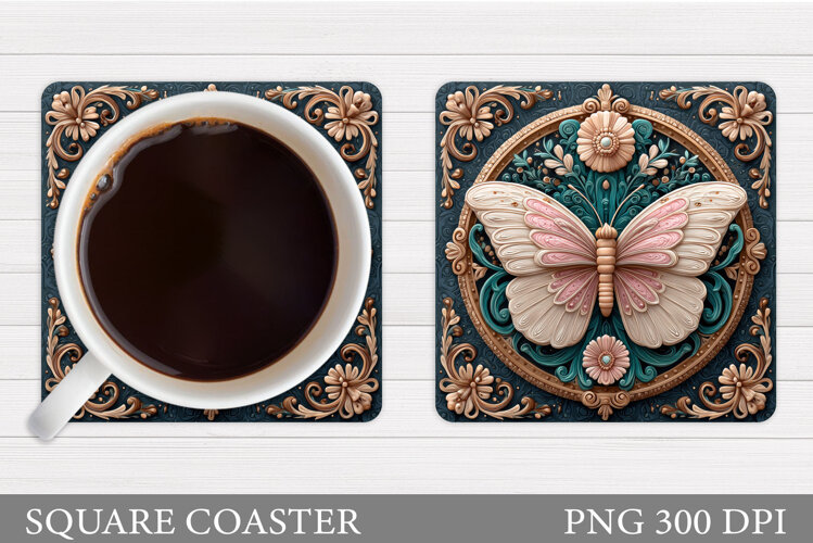 Butterfly Coaster Design. Butterfly Sublimation example image 1
