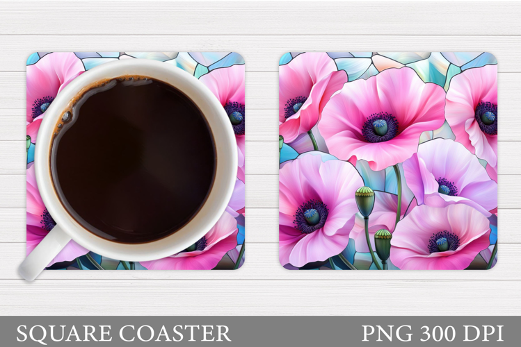 Flowers Square Coaster Sublimation. Flowers Coaster Design